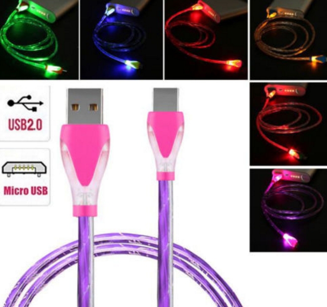 LED cargador USB Micro Cable De Carga Cuerda Adaptador Para Androi